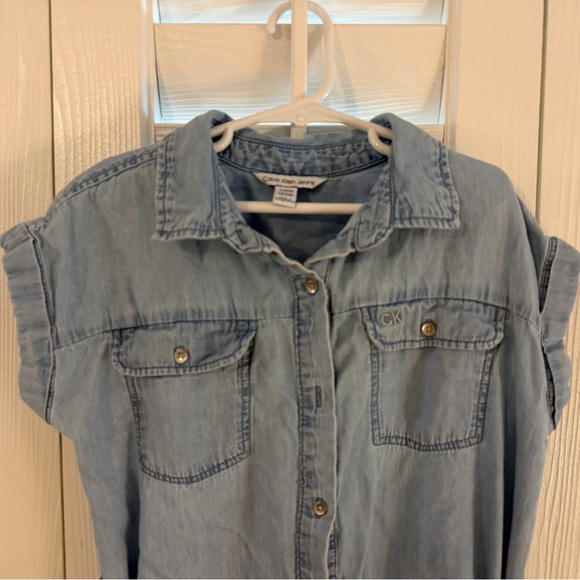 Calvin Klein Denim Shirt Dress with Belt, Girls Large (12/14), GUC - Picture 2 of 8